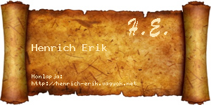 Henrich Erik névjegykártya